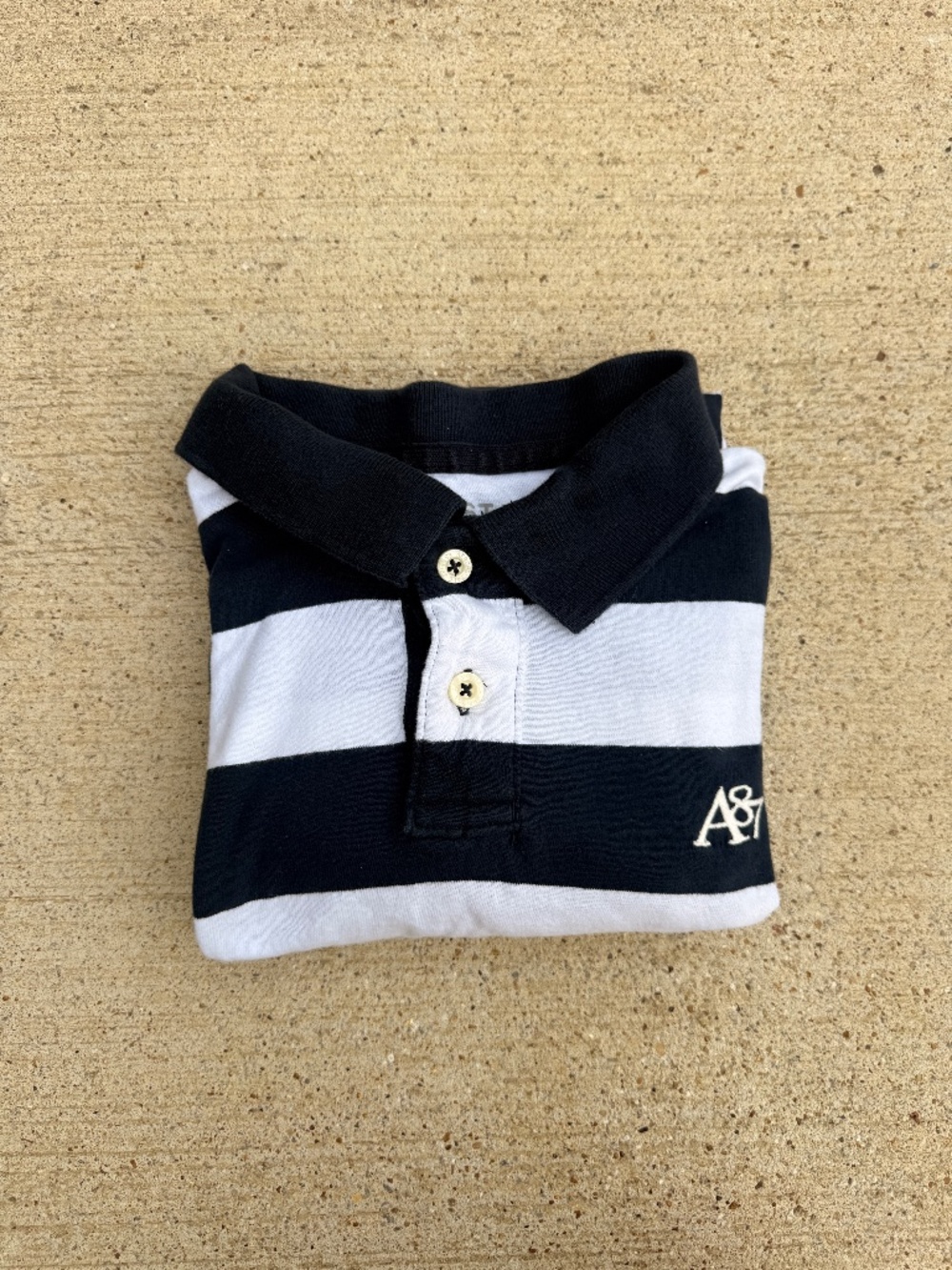 Navy and White Striped Cotton Aeropostale Mens Polo